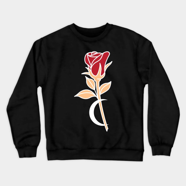Rose and moon Crewneck Sweatshirt by Imutobi